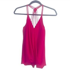 Naked Zebra Hot Pink Strappy V-Neck Racer Back Tank Top Size S